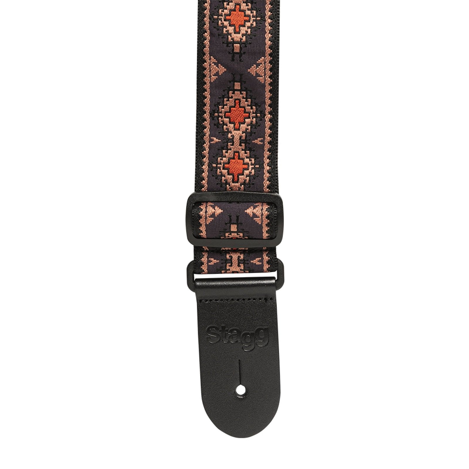 Gitarrengurt aus gewebtem Nylon, Rautenmuster, schwarz