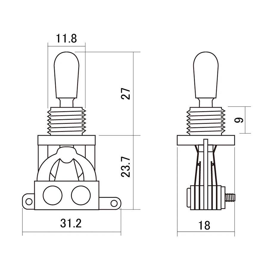 SW-20-BN Toogle Switch 3-way Black