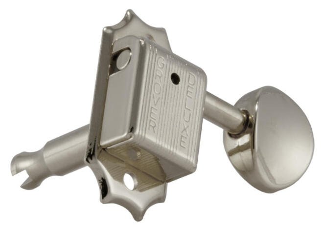 133N6 Deluxe Guitar Machines - Guitar Machine Heads, 6-in-Line, Bass Side (Left) - Nickel