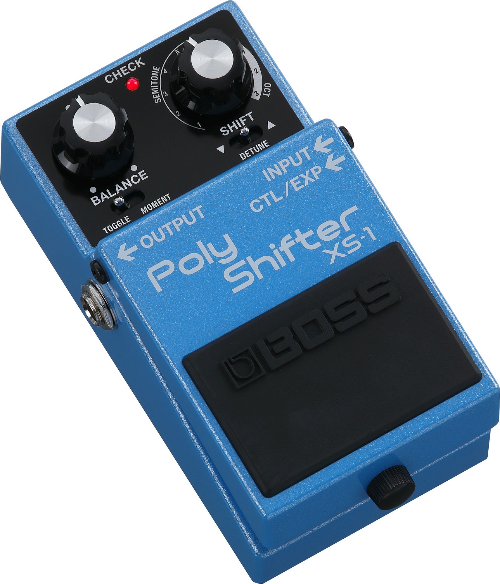 Seitenansicht des Boss XS-1 mit Anschluss für Expression-Pedal
