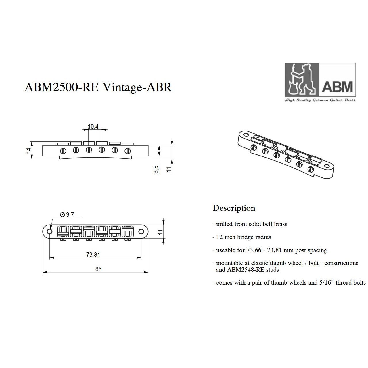 2500n-RE TOM-Style Bridge 50s & 60s Style, nickel