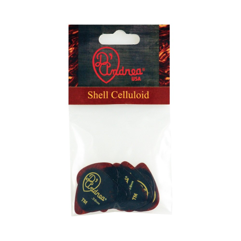 Shell Celluloid Picks - 351 Shape (TPG351 .58TM), 12 pcs Pick Pack, 0.58 mm, Shell