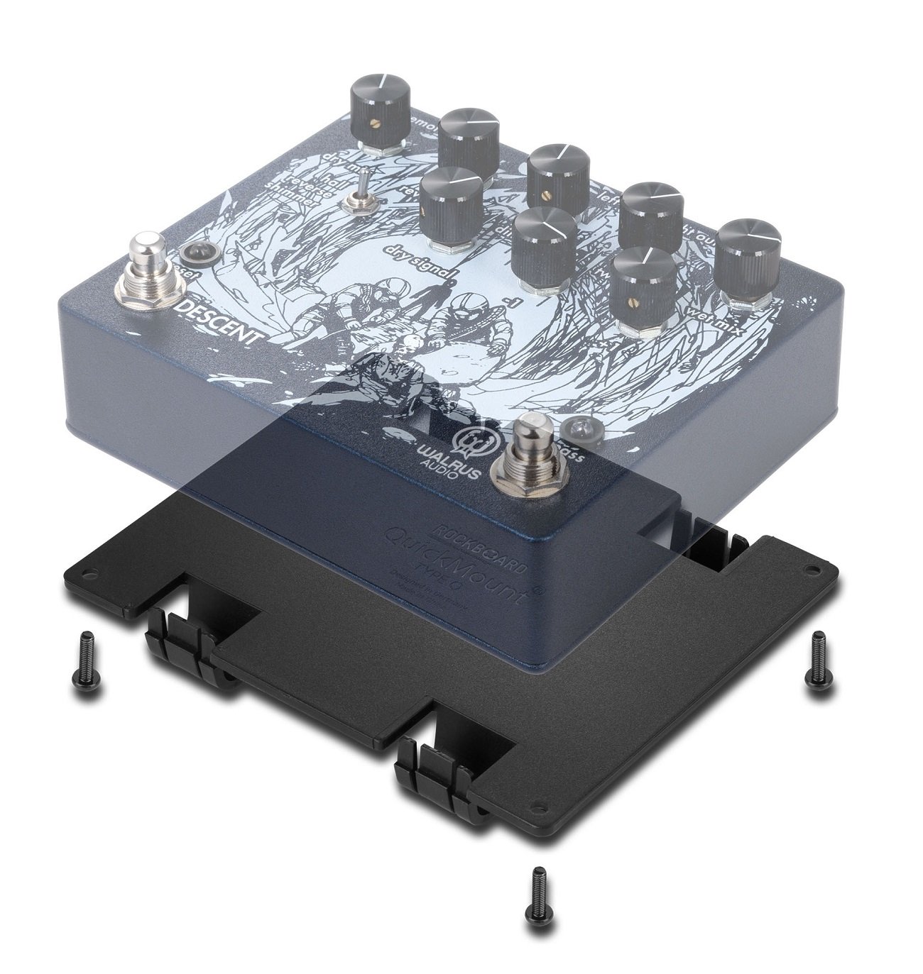 QuickMount Type O - Pedal Mounting Plate for FRIEDMAN Overdrive Deluxe, WALRUS Descent Pedals