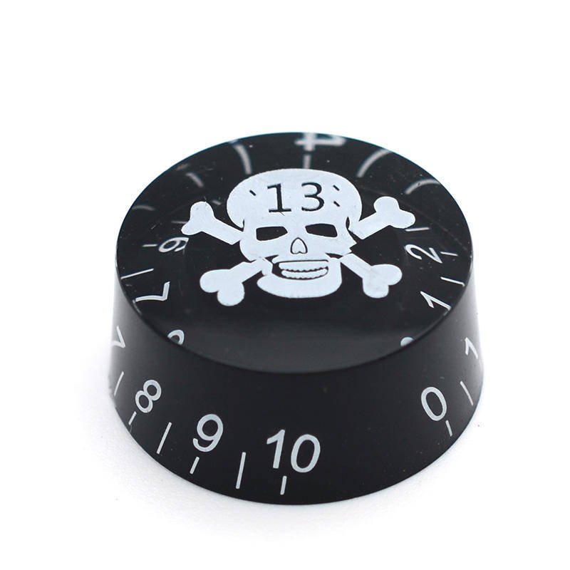 Guitar Knob White/Black Skull
