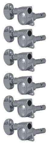 406CL6 Mini Locking Rotomatics with Round Button - Guitar Machine Heads, 6-in-Line, Lefthand, Treble