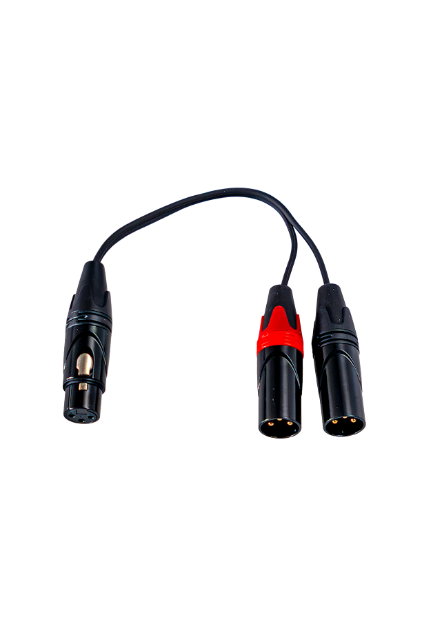 XLR-Y-Kabel, Audioadapter, 3-polige XLR-Stecker, Schwarzes Kabel, Roter Anschluss