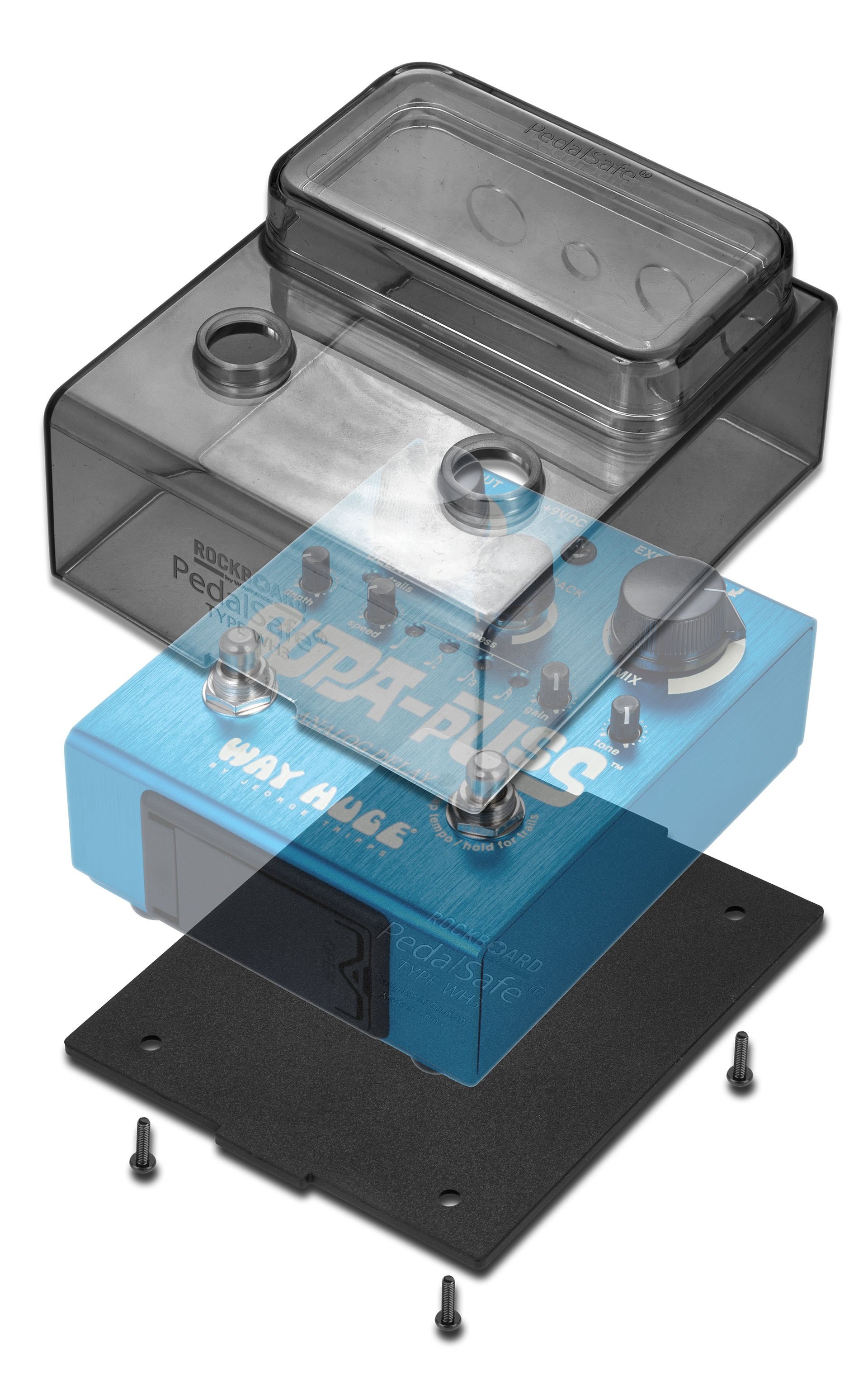 PedalSafe Type WH3 - Protective Cover and Universal Mounting Plate for DUNLOP WAY HUGE SupaPuss peda