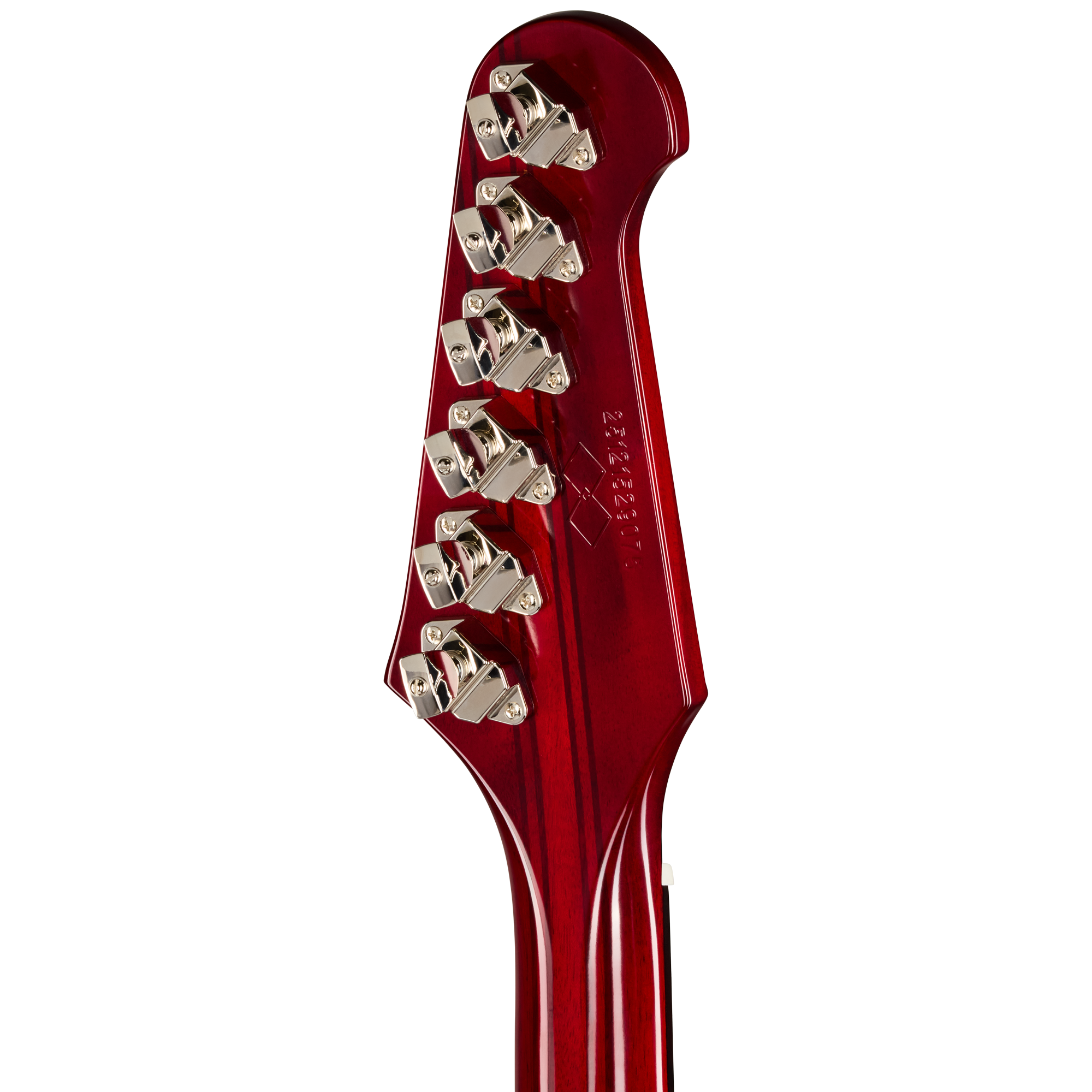 E-Gitarre, Gitarrenkopfplatte, Rot lackiert, Sechs Mechaniken, Chrom-Hardware