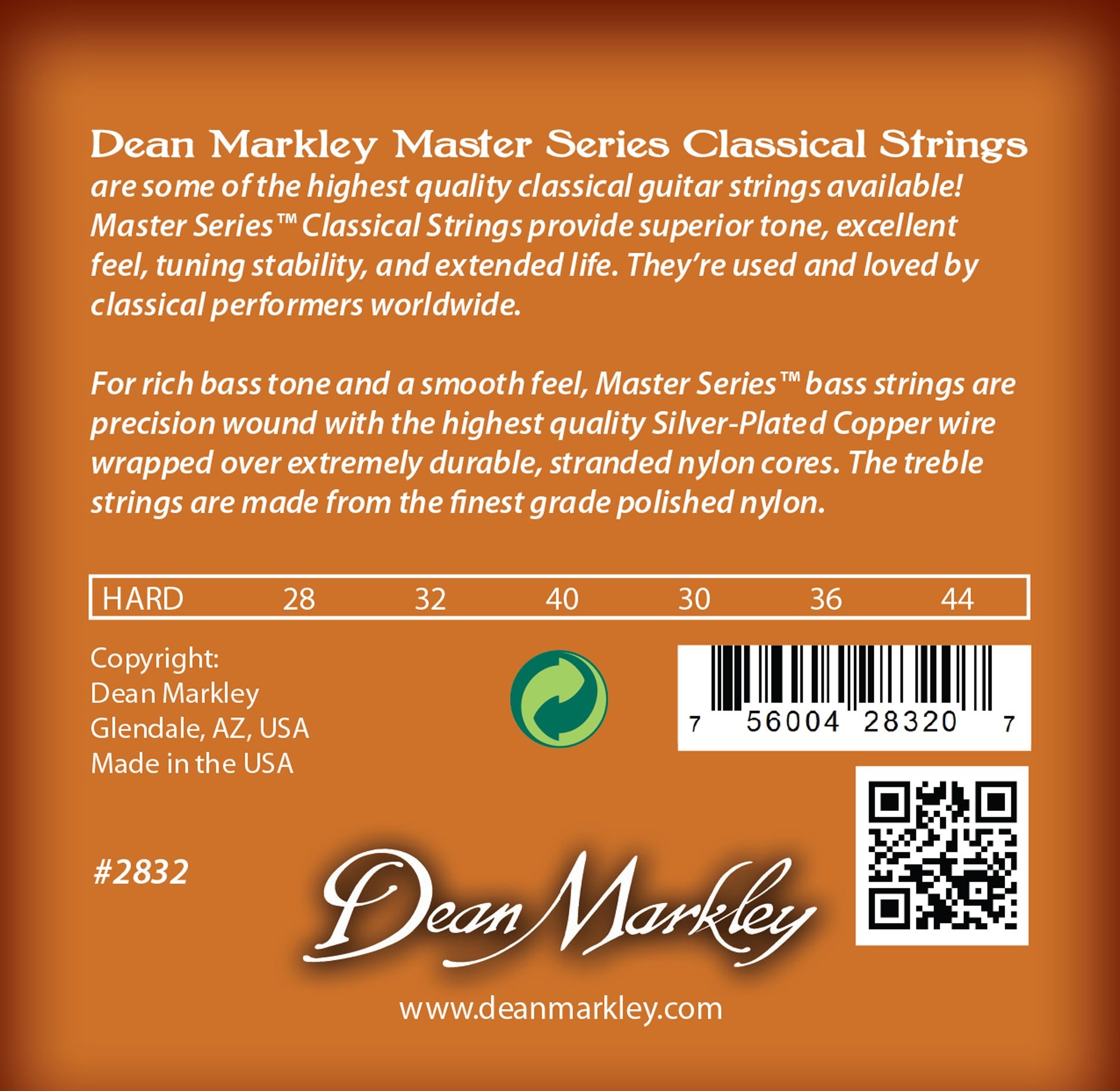 Master Series - 2832 - Classical Guitar String Set, Hard Tension, .028-.044
