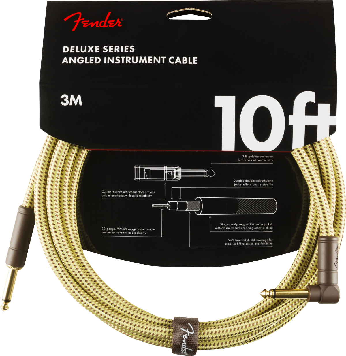 Deluxe Series Instrument Cable Straight/Angle Tweed 3 m