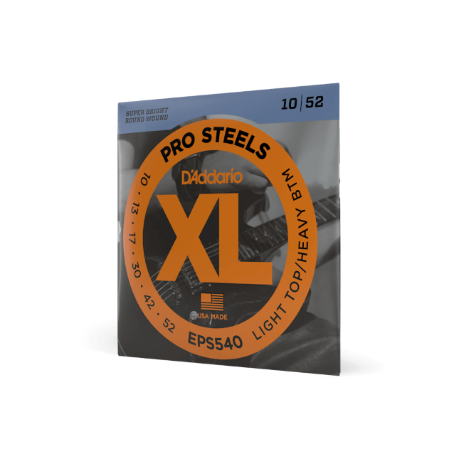 EPS540 ProSteels Electric Guitar Strings, Light Top/Heavy Bottom, 10-52