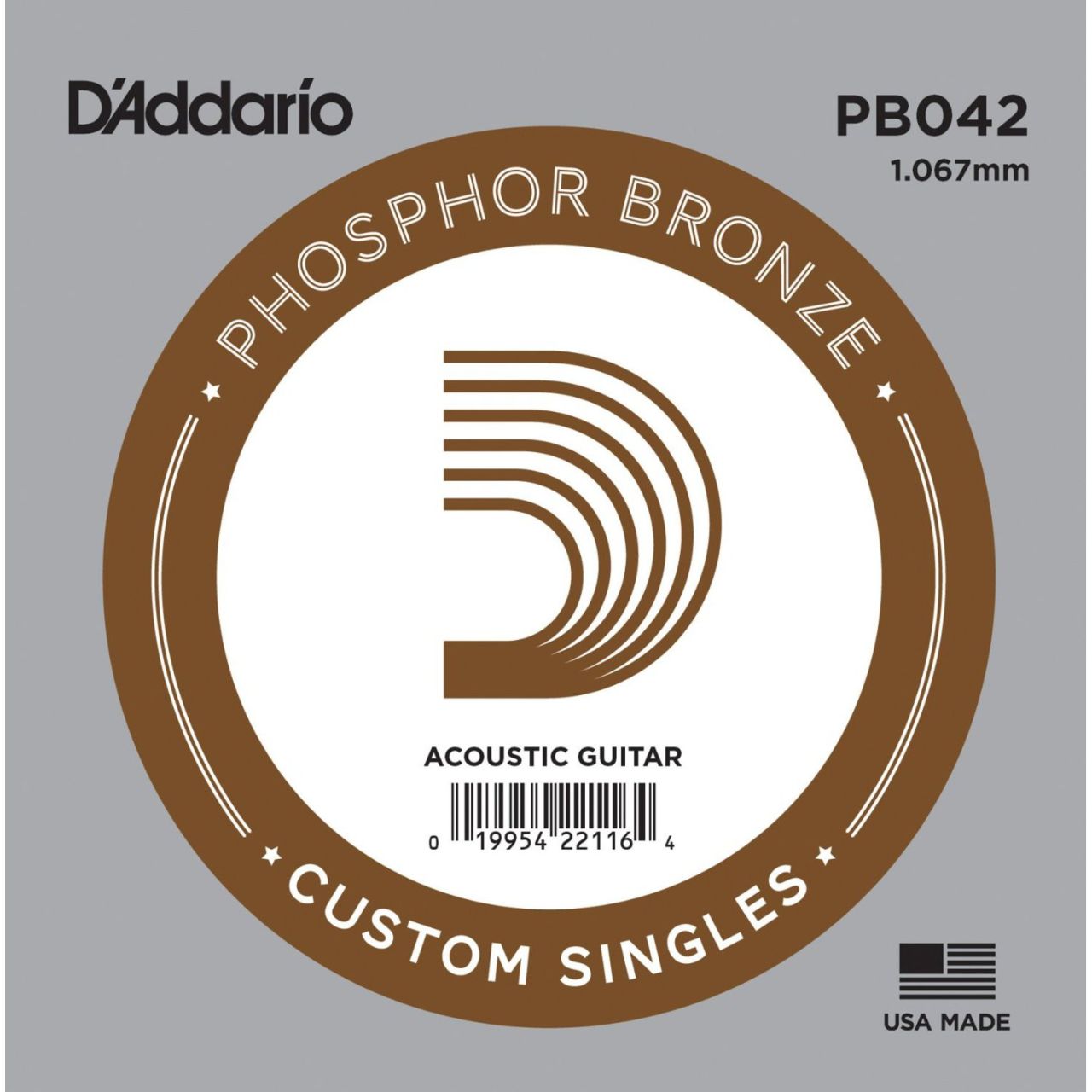 PB042 Einzelsaite für Akustikgitarre, mit Phosphorbronze umsponnen, .042
