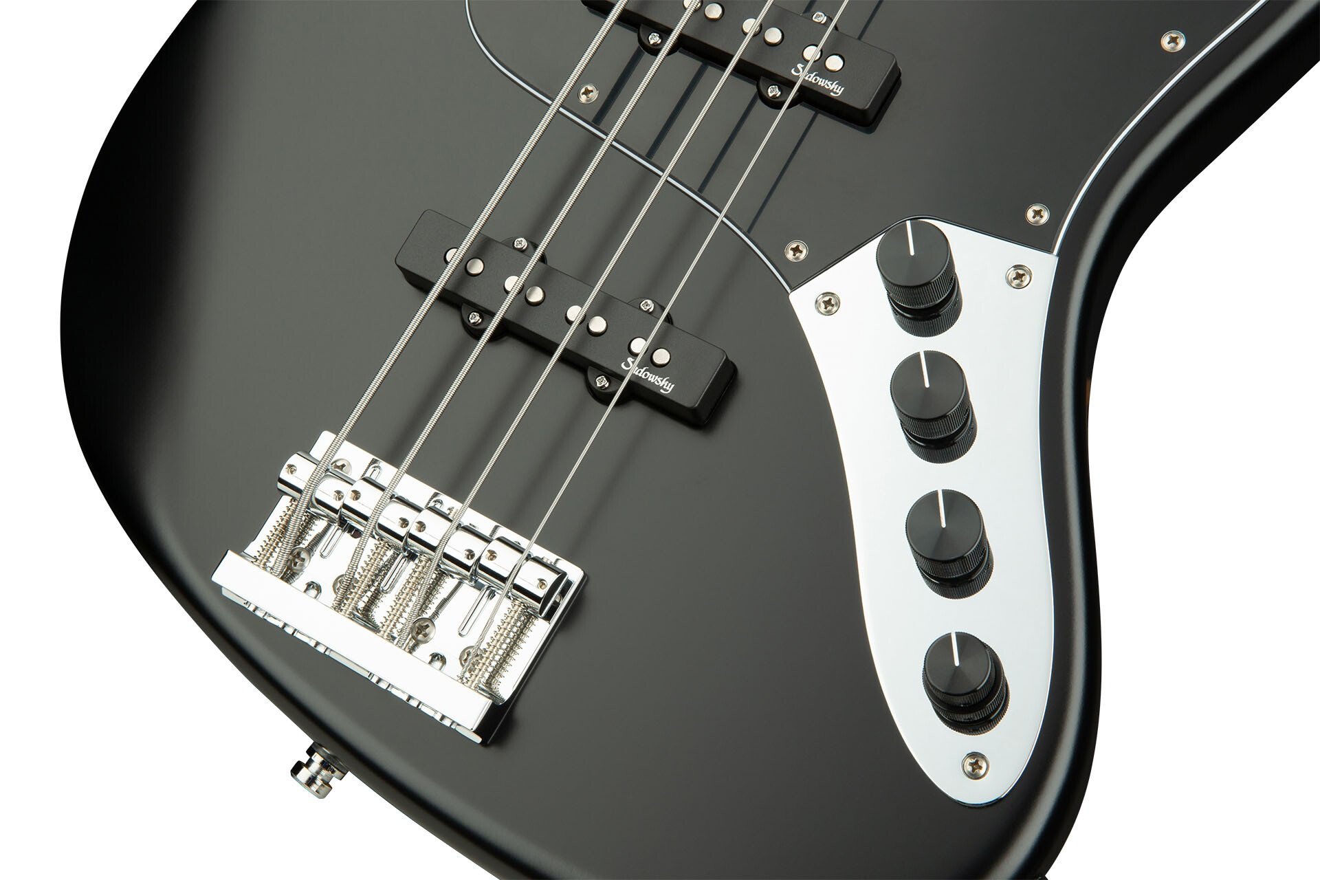 MetroLine 21-Fret Vintage J/J Bass - Solid Black Satin 