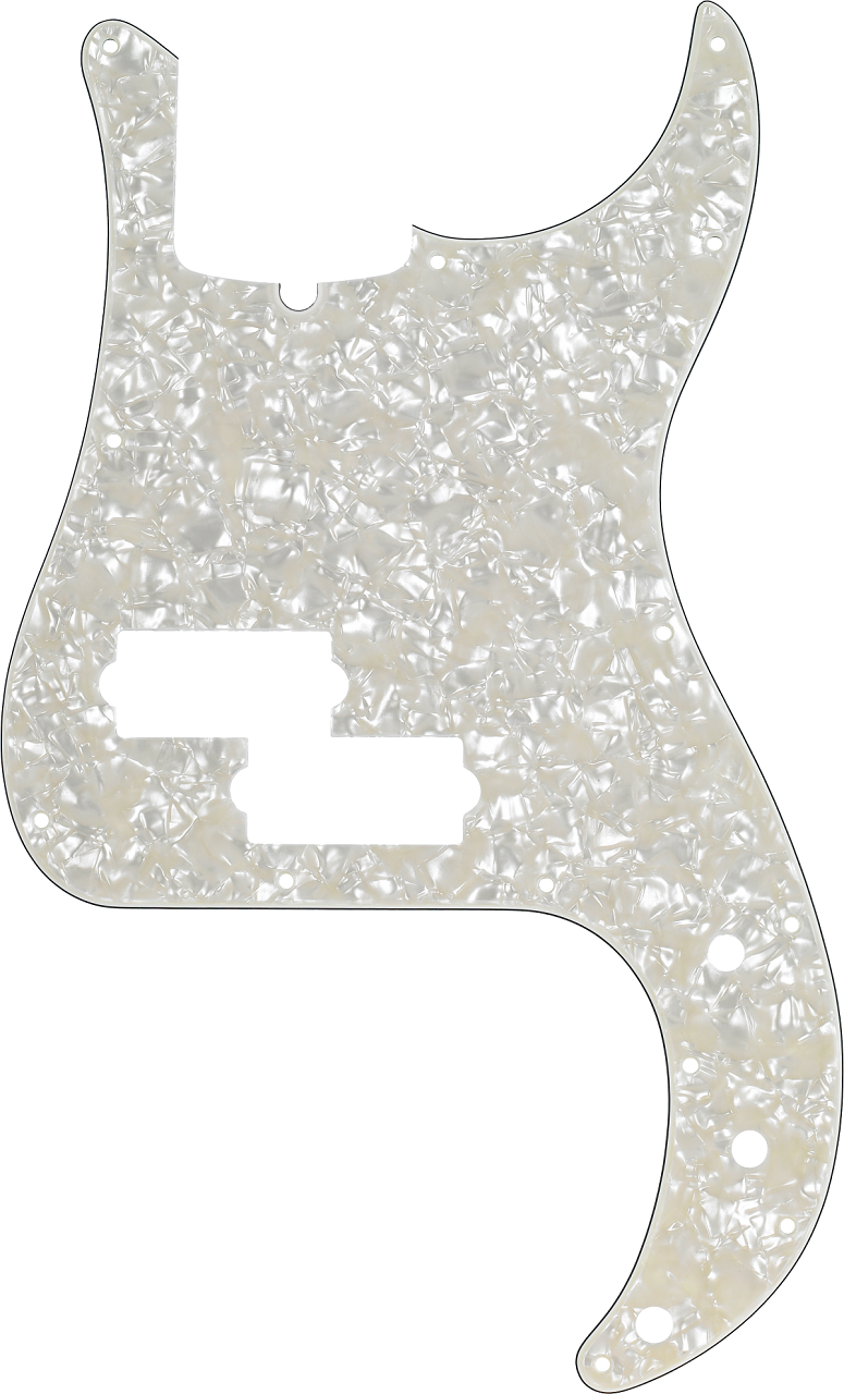 Pickguard, Precision Bass® 13-Hole Mount with Truss Rod Notch, White Pearl, 4-Ply