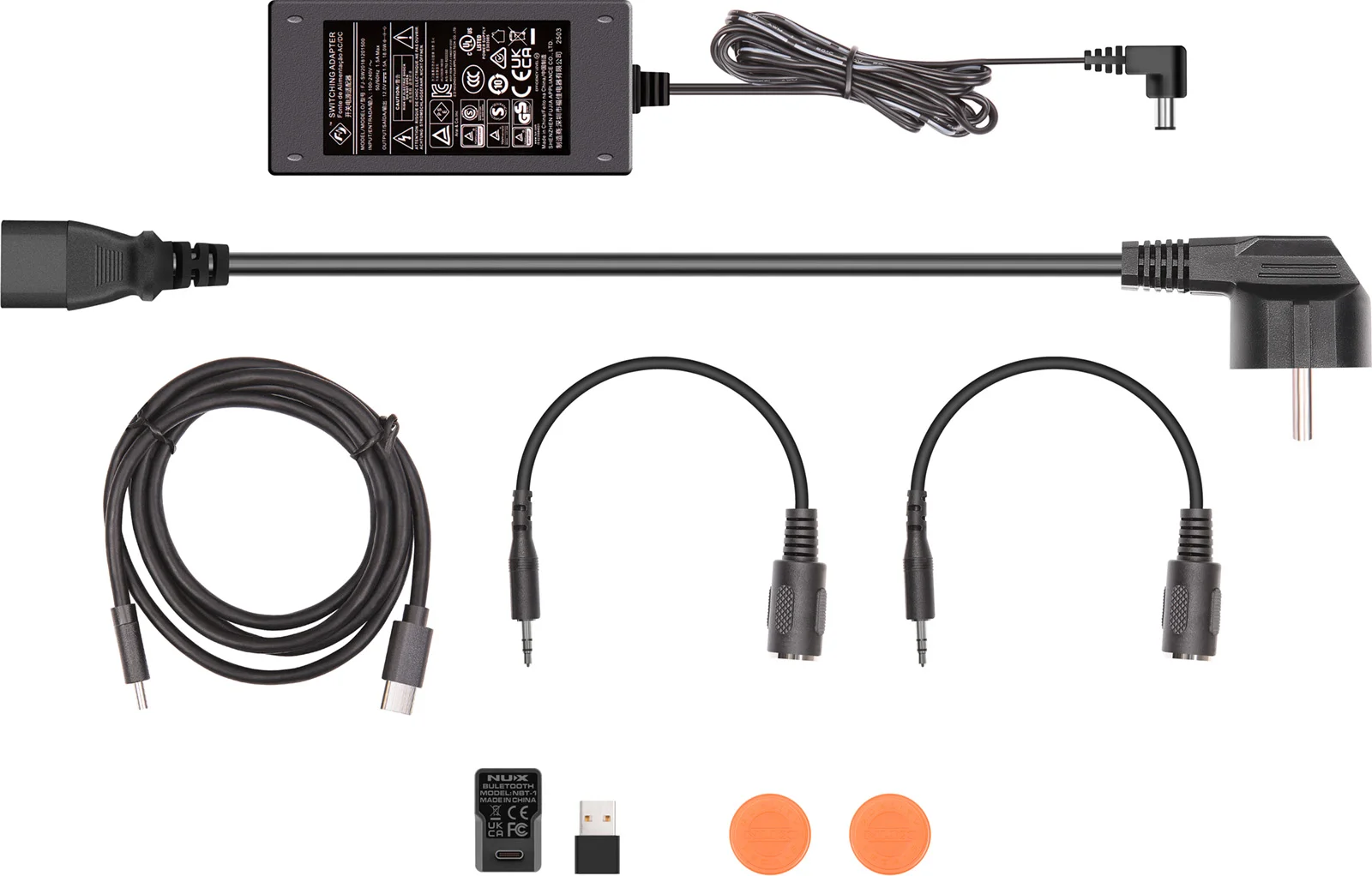 Zubehör und Netzkabel im Lieferumfang NUX MG-50Li