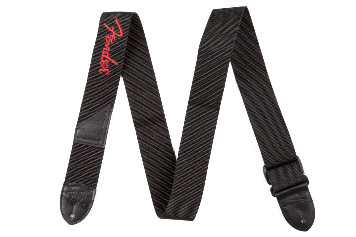 2" Black Poly Strap w/ Red Fender® Logo
