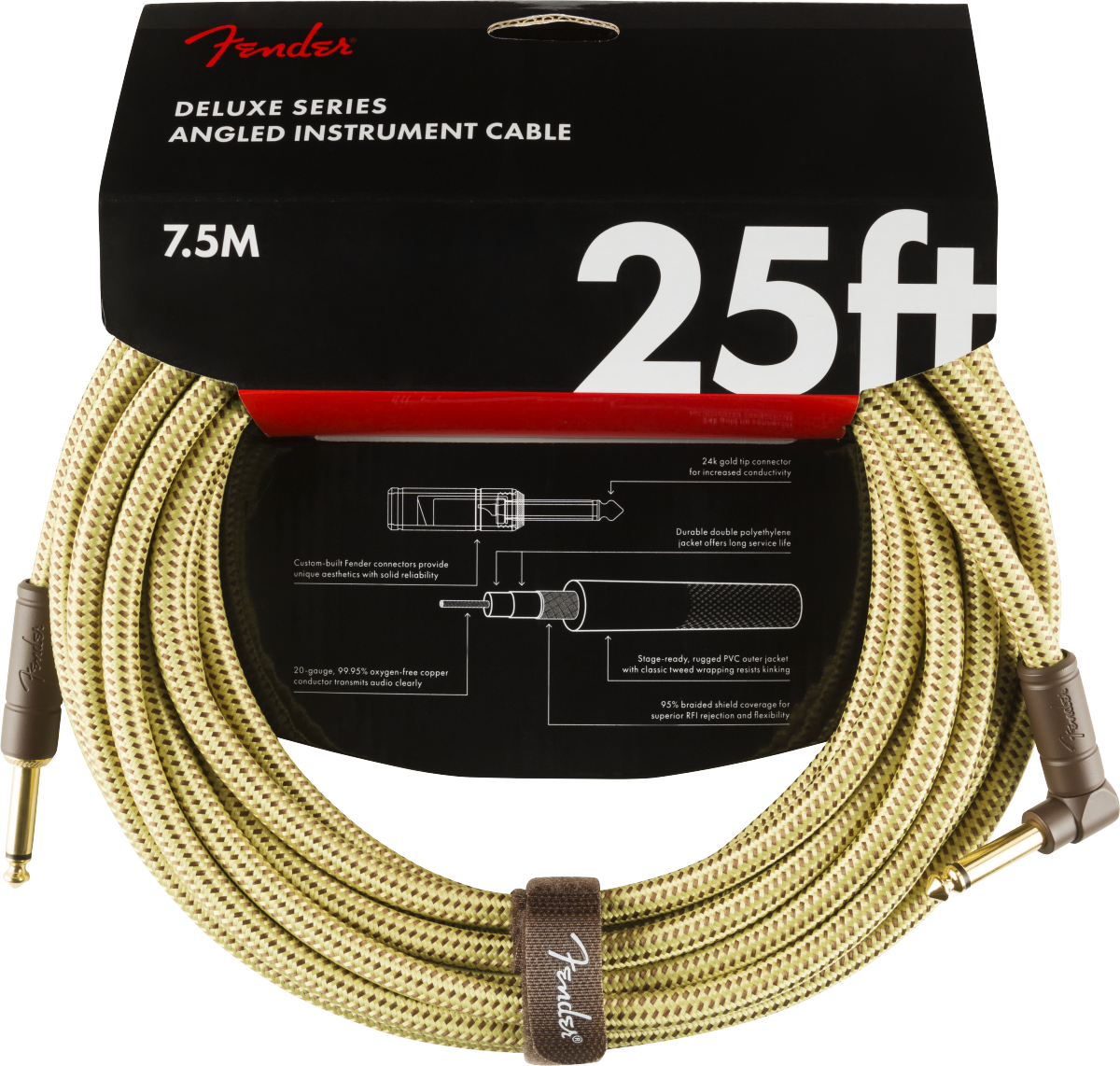 Deluxe Series Instr. Cable, Straight/Angle, Tweed (7,5 m)