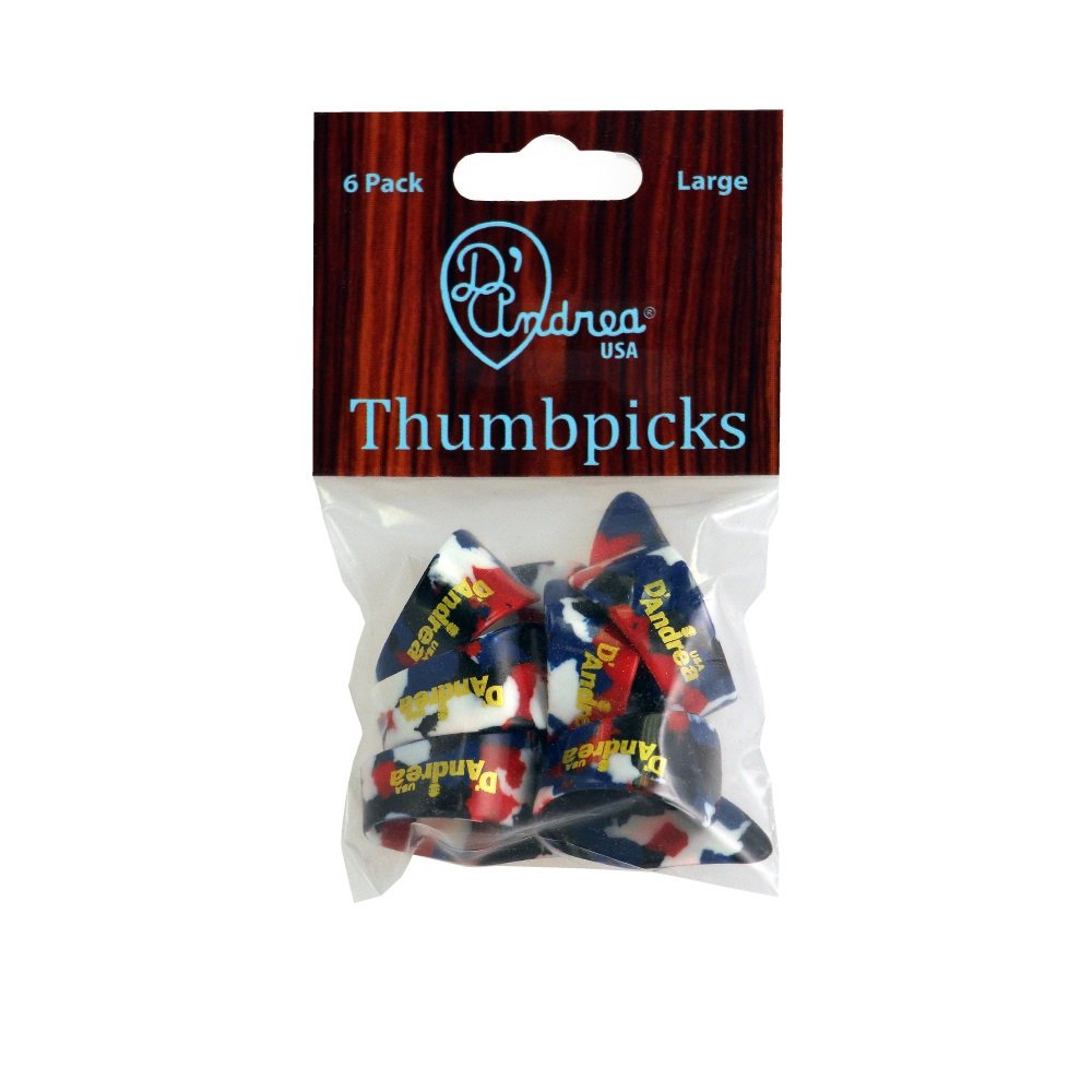 Thumb Picks (R6373 LG MLT), 6 pcs Pick Pack, Large, Multicolored