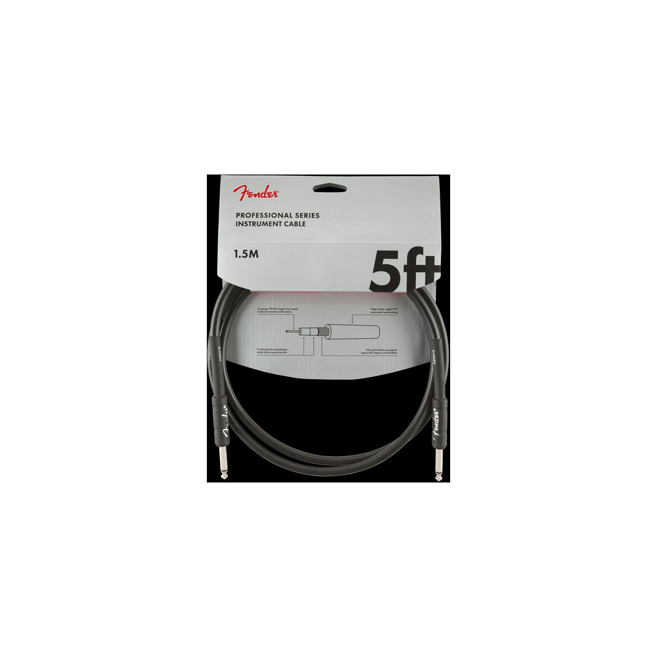 Professional Series Instrument Cable, Straight/Straight, 5', Black (1,5 m)