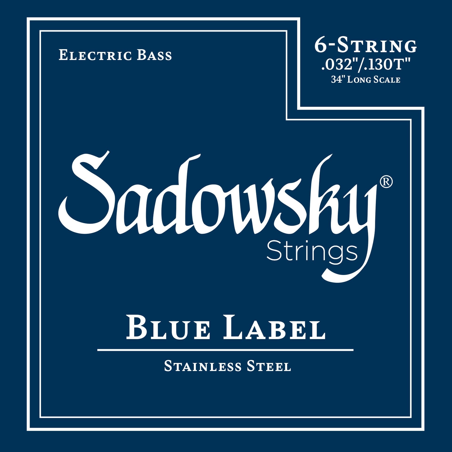 Blue Label Bass String Set, Stainless Steel, Taperwound, Long Scale (34") - 6-String, .032-.130