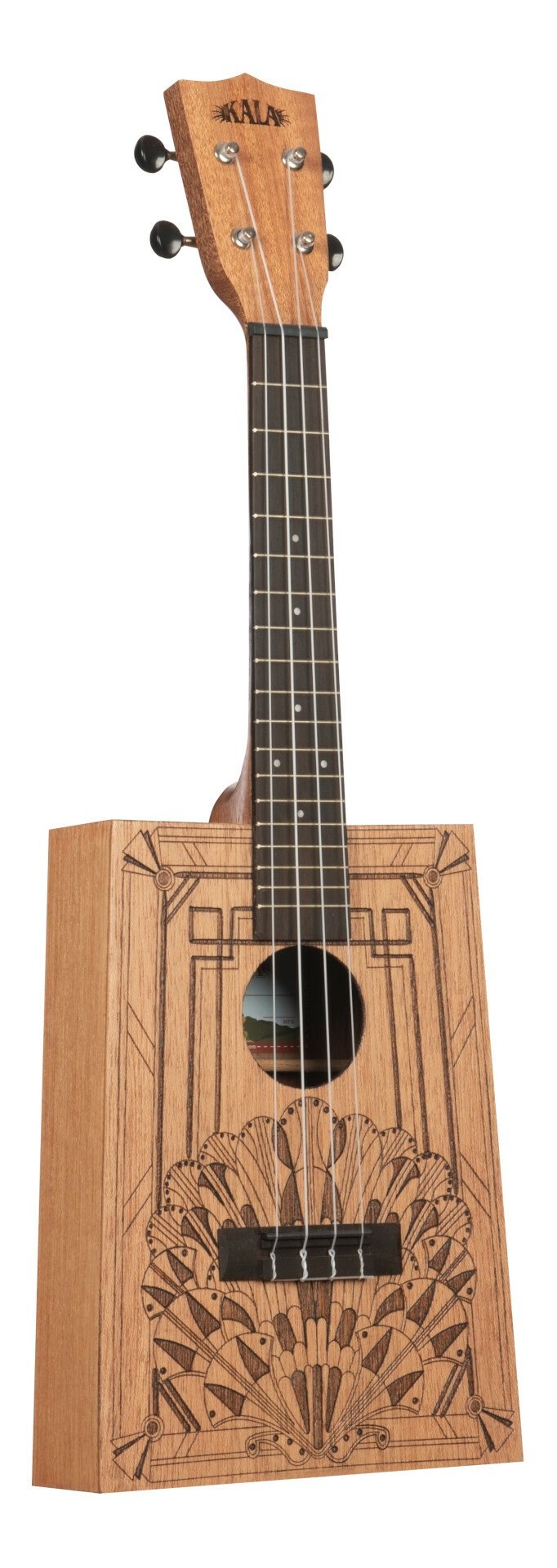 KA-CB-DECO-C - Art Deco Cigar Box Concert Ukulele, with Bag