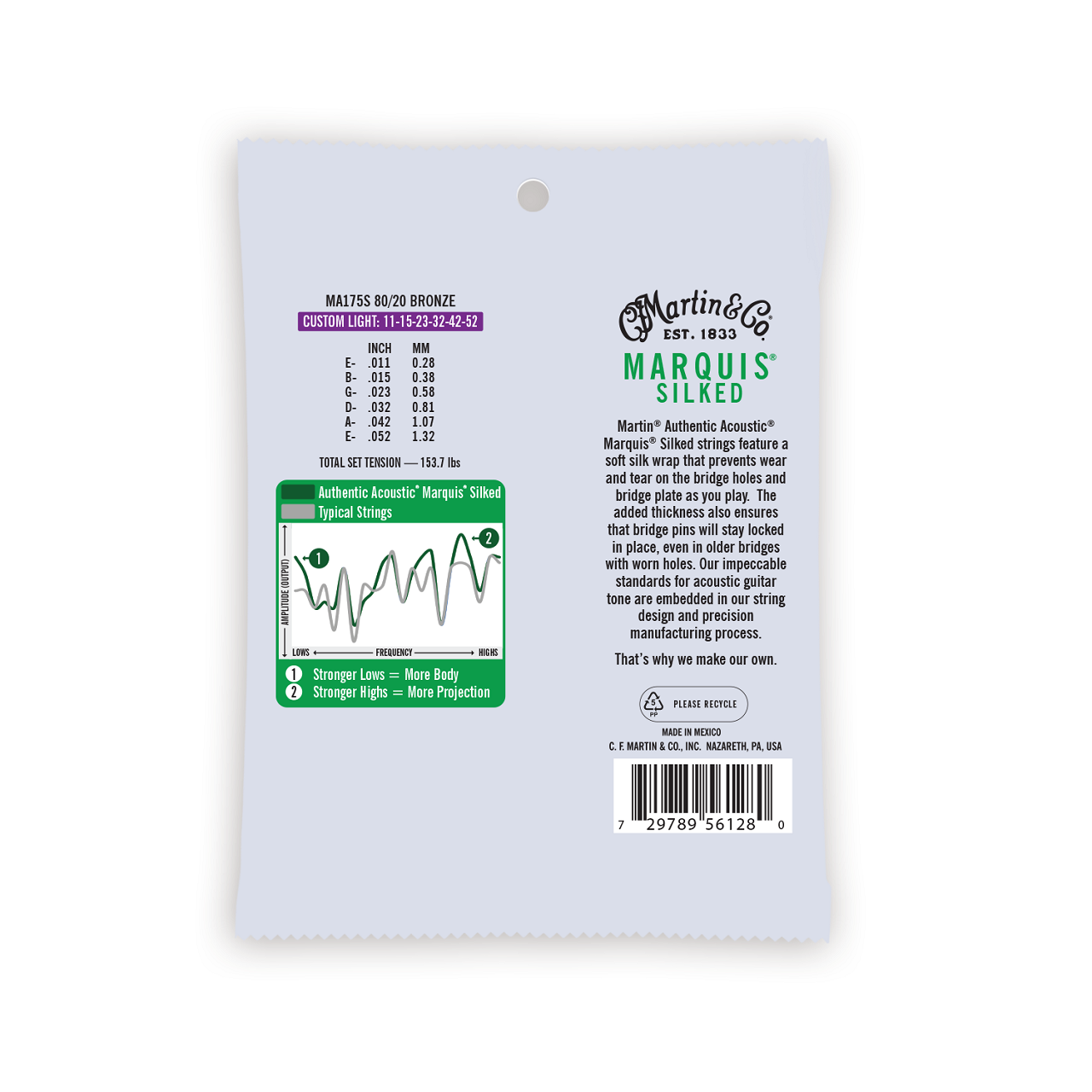 MA175S Authentic Acoustic Guitar Strings 11-52 CustomLight 80/20