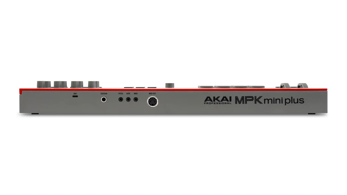 MIDI-Controller, Mini-Keyboard, USB-Anschluss, MIDI-Ausgang, Grau mit Rot