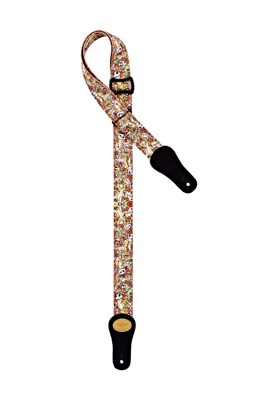 KNS-VP-U  Nylon-Ukulelengurt mit Wildleder 37mm "Voodoo Puppet"