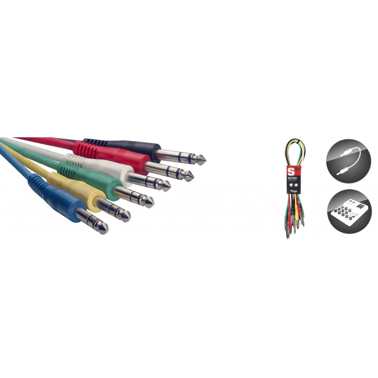 Patchkabel 6er Set - Klinke(st) - 30cm - verschiedene Farben