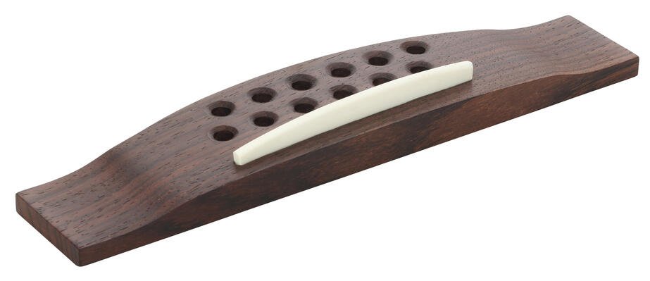 B 3378 - Pin Style Guitar Bridge with Plastic Saddle, 12-String - Rosewood