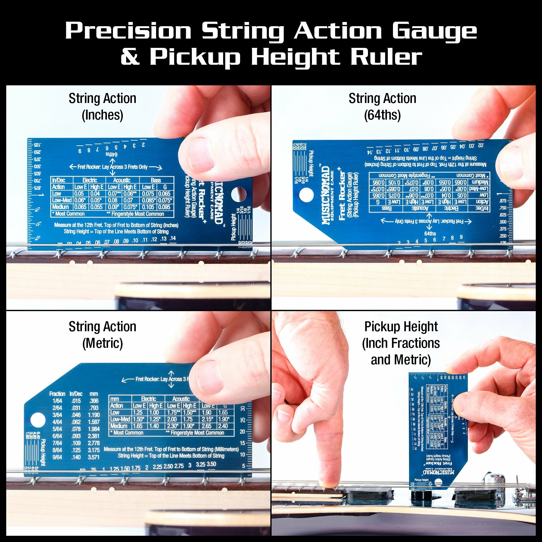Fret Rocker+ with String Action Gauge/Pickup Ruler MN822