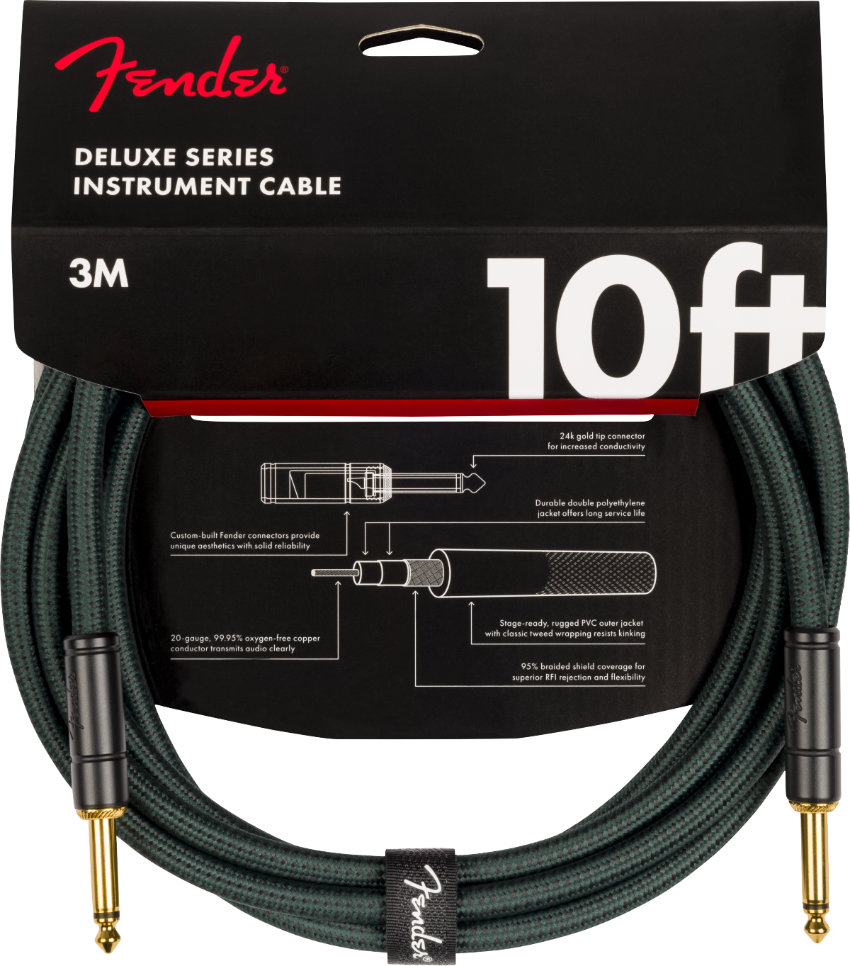 Limited Edition Deluxe Series Tweed Cable, 10', Sherwood Green