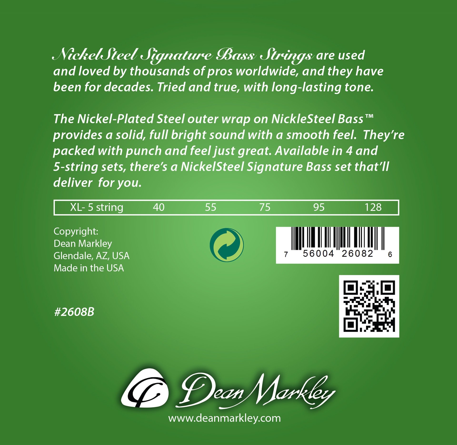 2608 B - Electric Bass String Set, 5-String, Extra Light, .040-.128