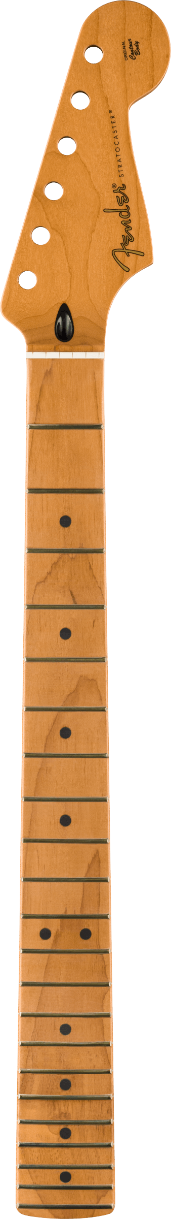 Satin Roasted Maple Stratocaster Neck, 22 Jumbo Frets, 12", Maple, Flat Oval Shape