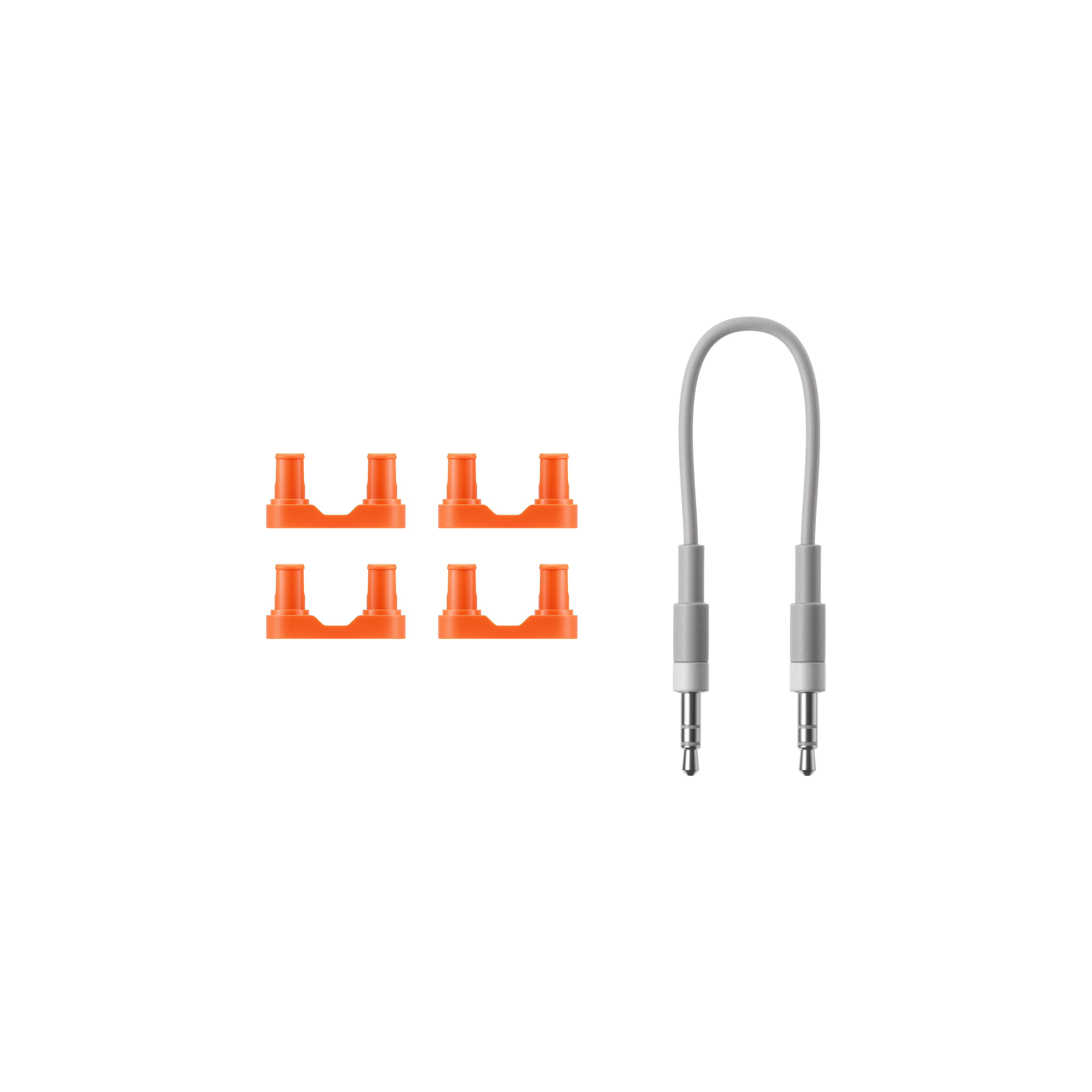 Audiokabel, 3,5-mm-Klinkenstecker, graues Kabel, orange Adapter, Klinkenadapter