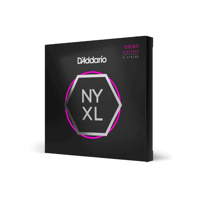 NYXL0980 Nickel Wound 8-String Electric Guitar Strings, Super Light, 09-80