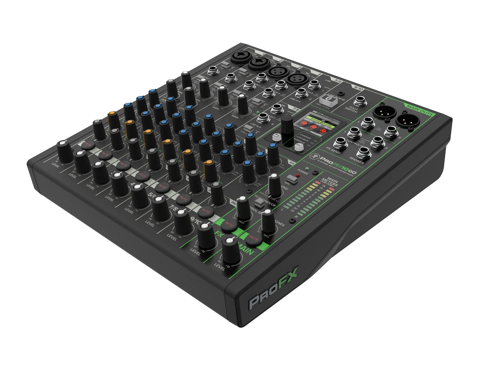Mackie ProFX10 GO - Dreiviertelansicht: ¾ Perspektive