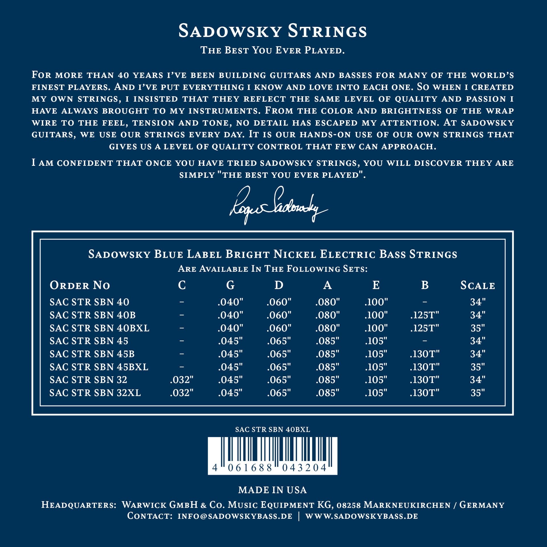 Blue Label Bass String Set, Nickel, Taperwound, Long Scale (34") - 6-String, .032-.130