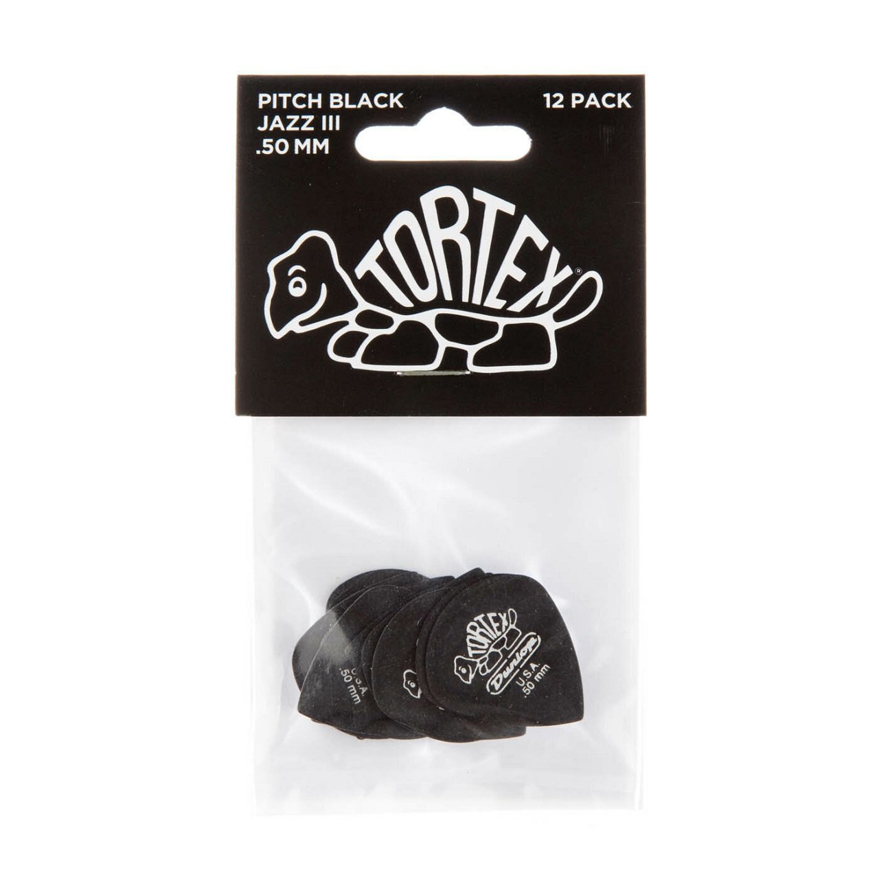 Tortex Pitch Black Jazz Picks, Player's Pack, 12 pcs., black, 0.50 mm