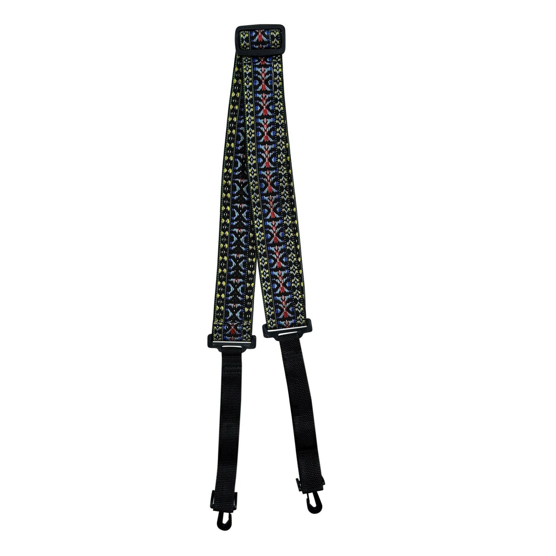 Banjo Strap Woven Tapestry with Swivel Hooks (1312-3), Red/Yellow/Blue