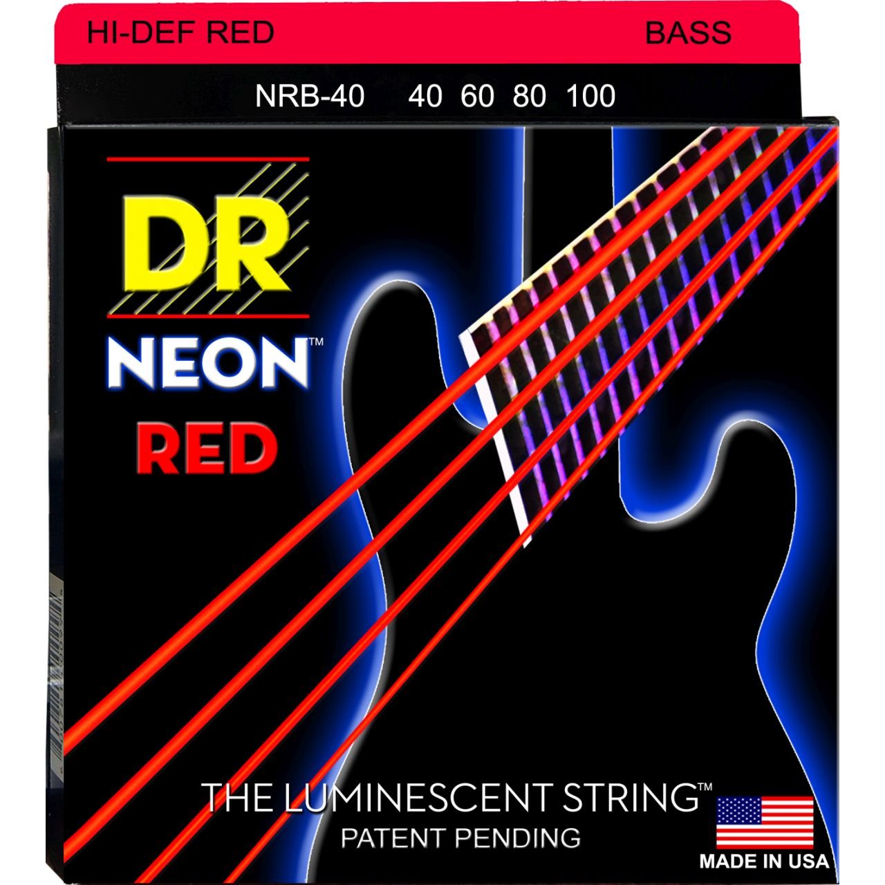Hi-Def Neon Bass-Saitensatz Red 040-100