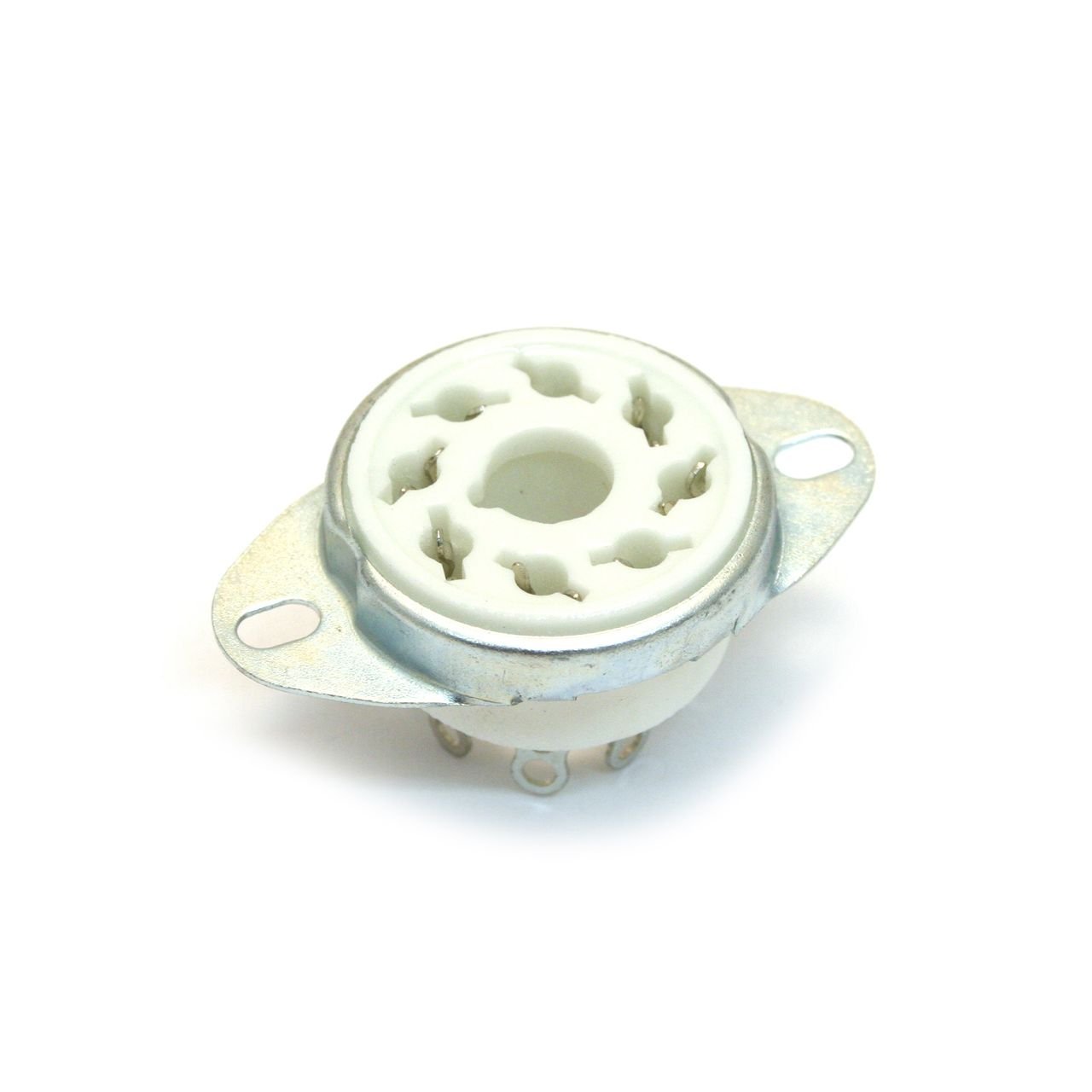 Genuine 8-Pin Octal Chassis Mount Tube Socket, New White Glazed Ceramic
