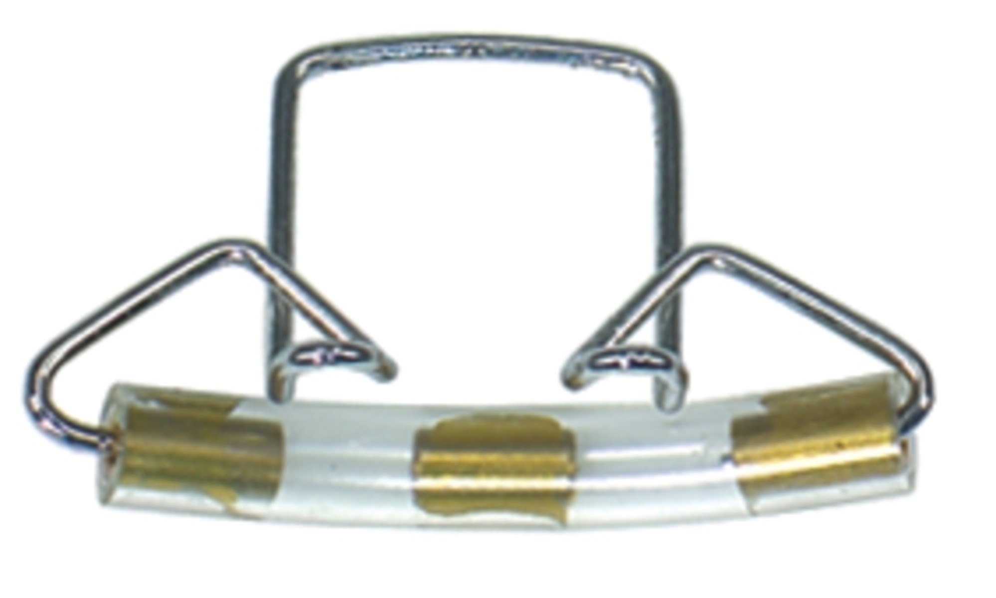 Metallclip, Drahtbügel, transparenter Kunststoff, goldfarbene Elemente