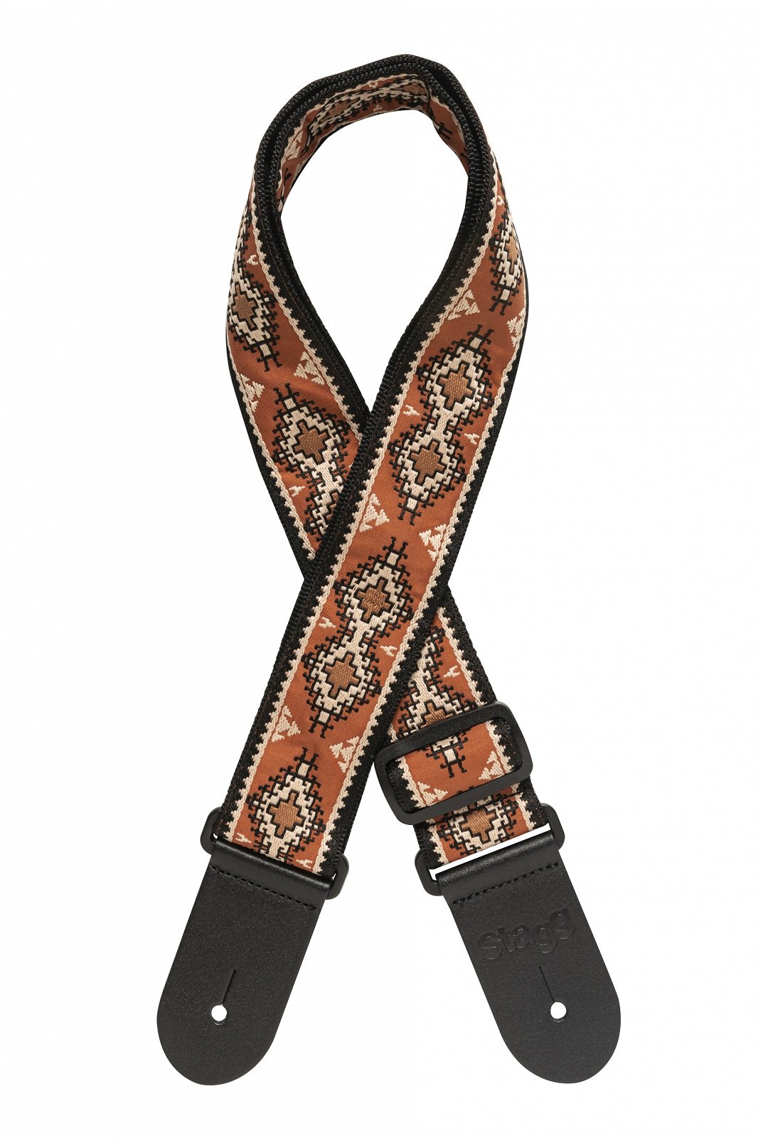 Gitarrengurt aus gewebtem Nylon, Rautenmuster, orange