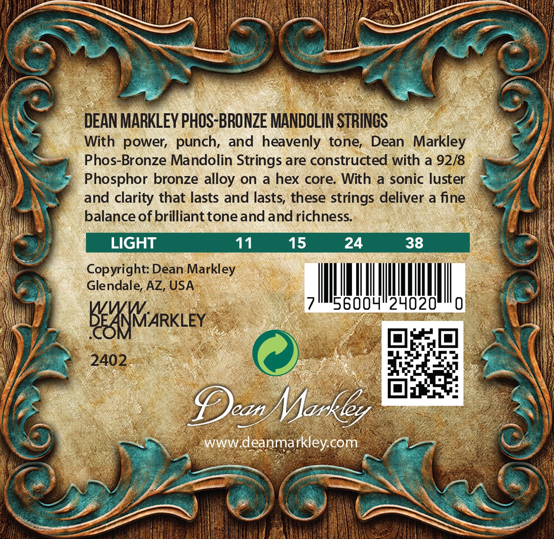 PhosBronze Mandolin - 2402 - Mandolin String Set, Light, .011-.038