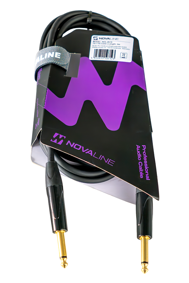 Audiokabel, Instrumentenkabel, Klinkenstecker, schwarz-violett, vergoldete Stecker