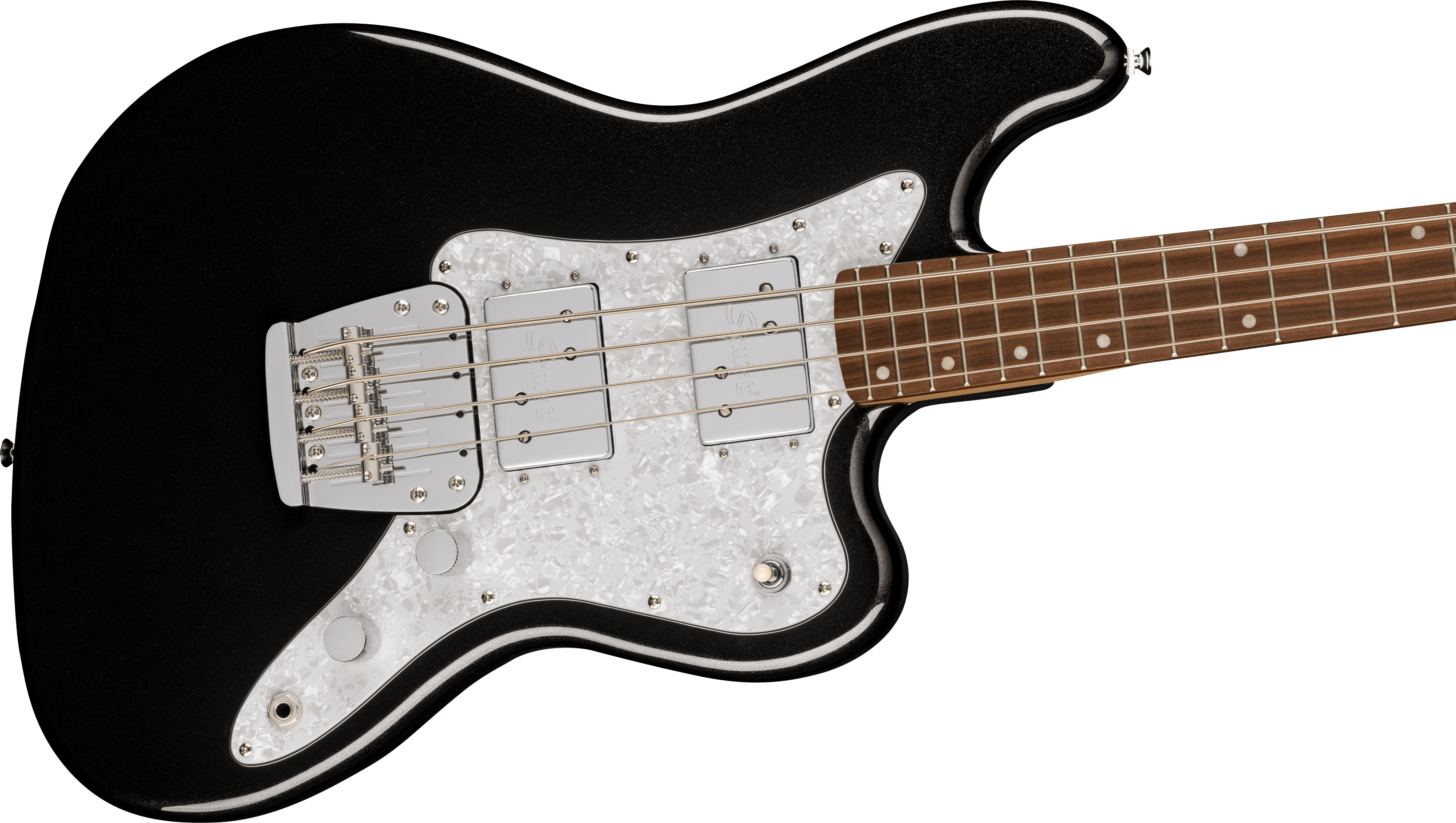Paranormal Rascal Bass HH White Pearloid Pickguard Metallic Black