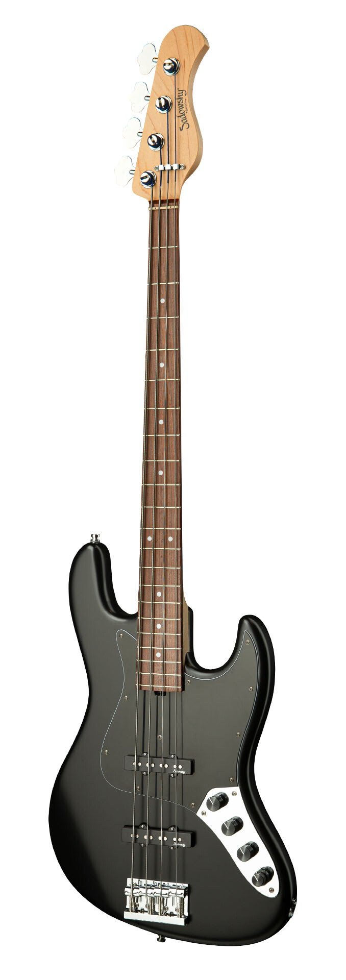 MetroLine 21-Fret Vintage J/J Bass - Solid Black Satin 