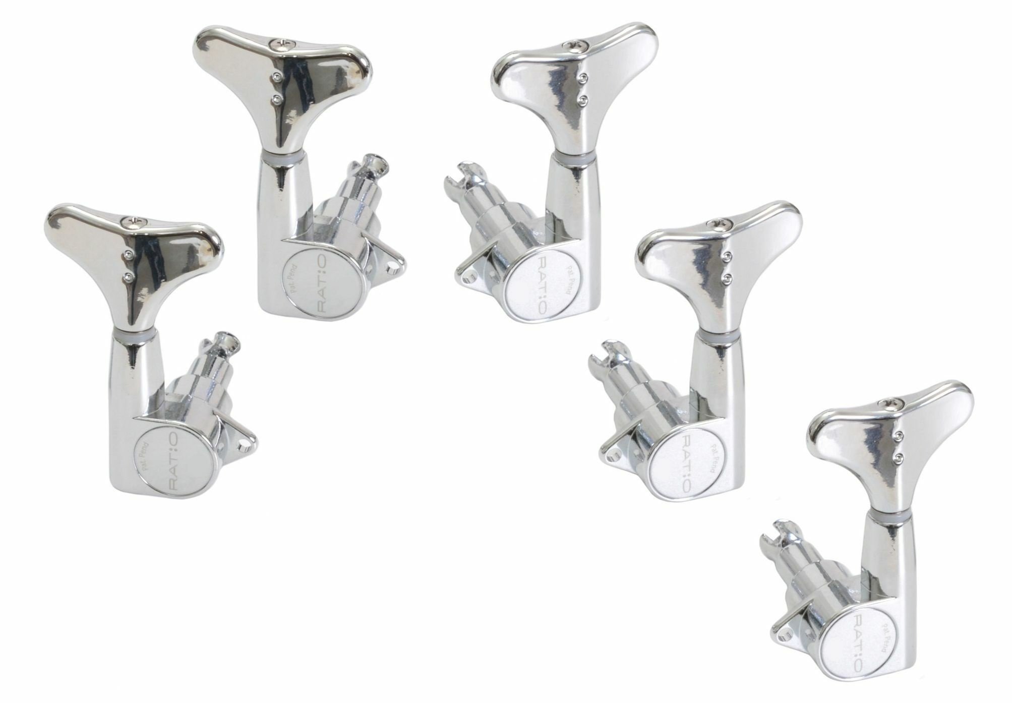 PRB-5230-C0 Ratio Bass Machine Heads with Y-Style Button - 5-String, 2 + 3 - Chrome