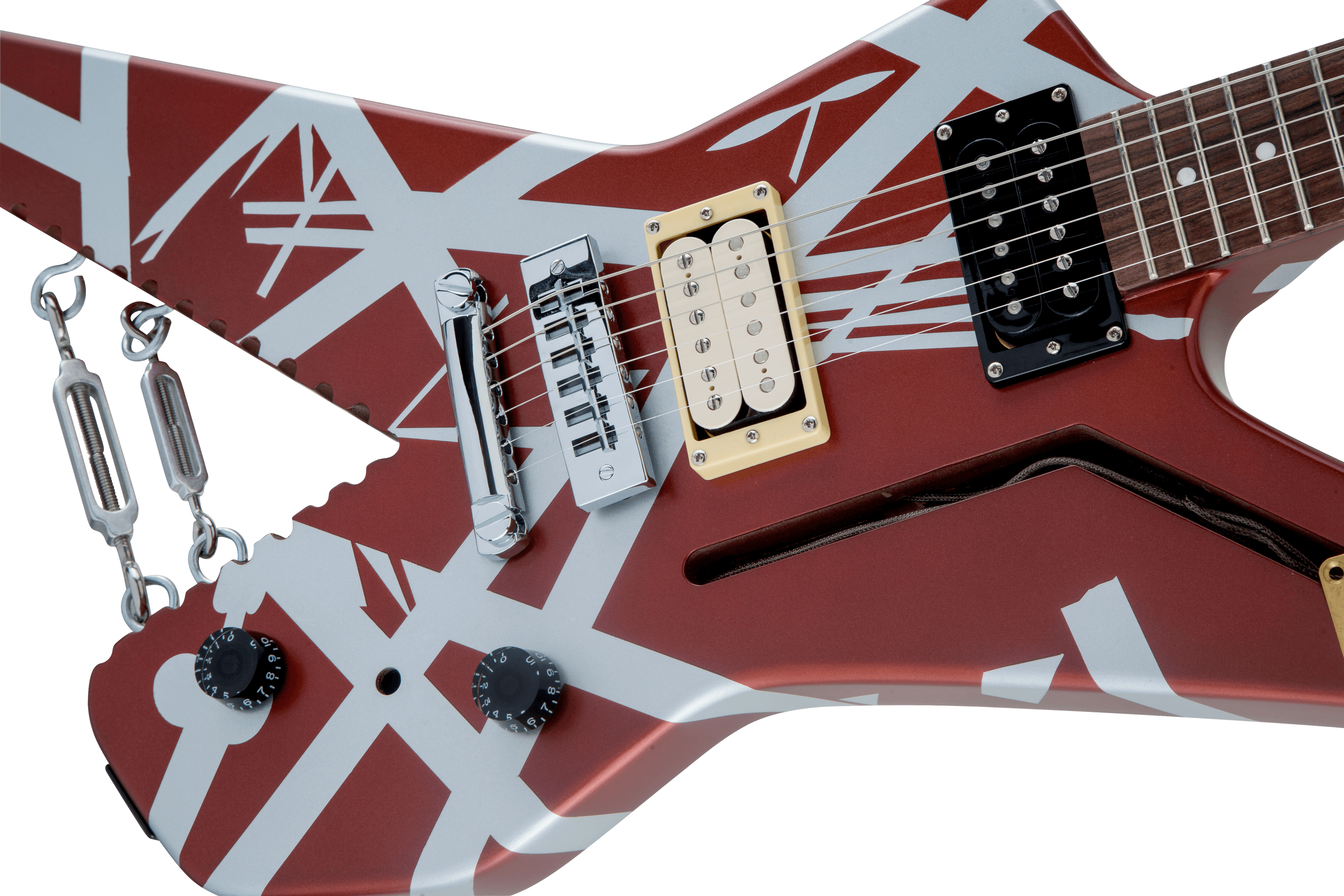 Striped Series Shark, Pau Ferro Fingerboard, Burgundy with Silver Stripes